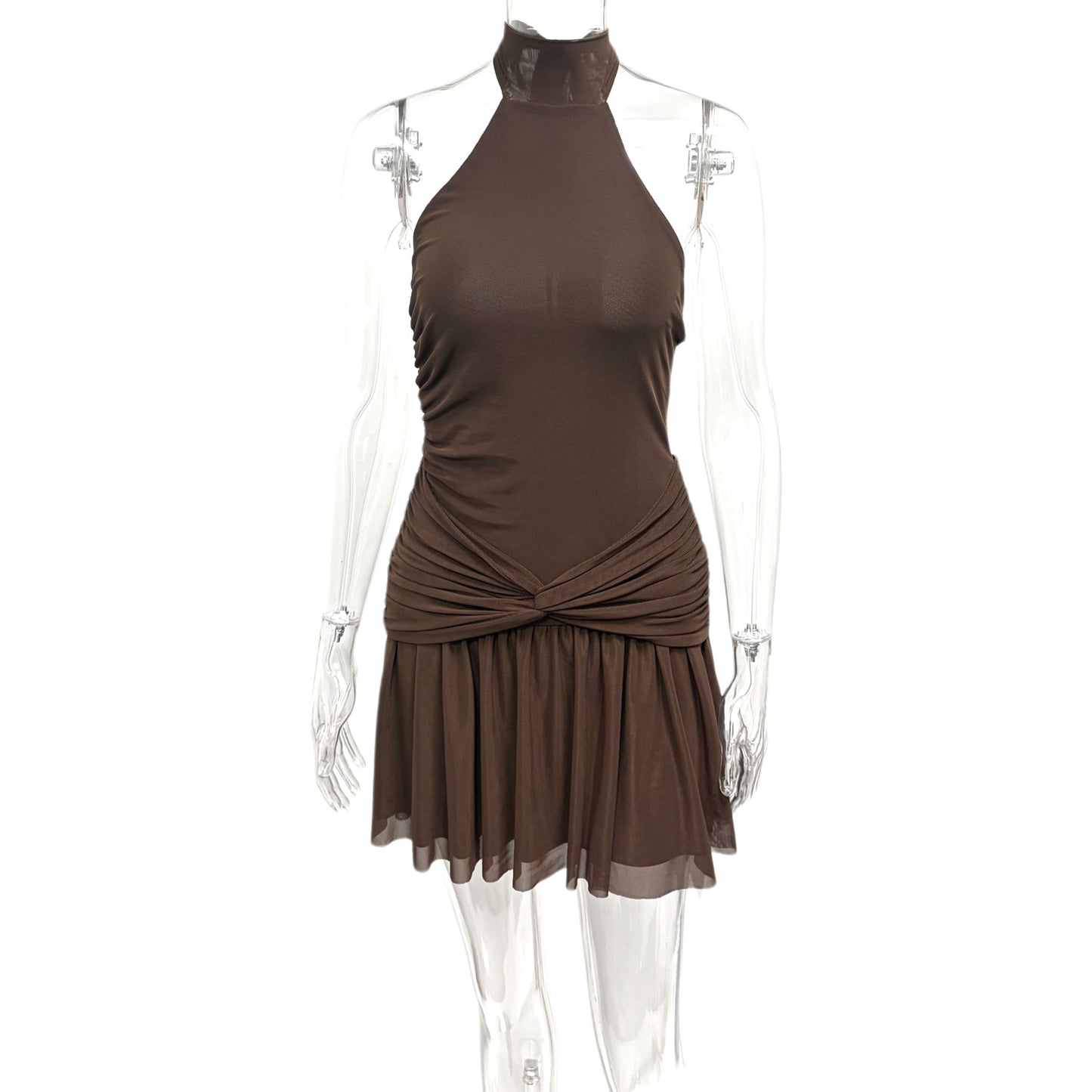 Ruffle Knot Halter Dress