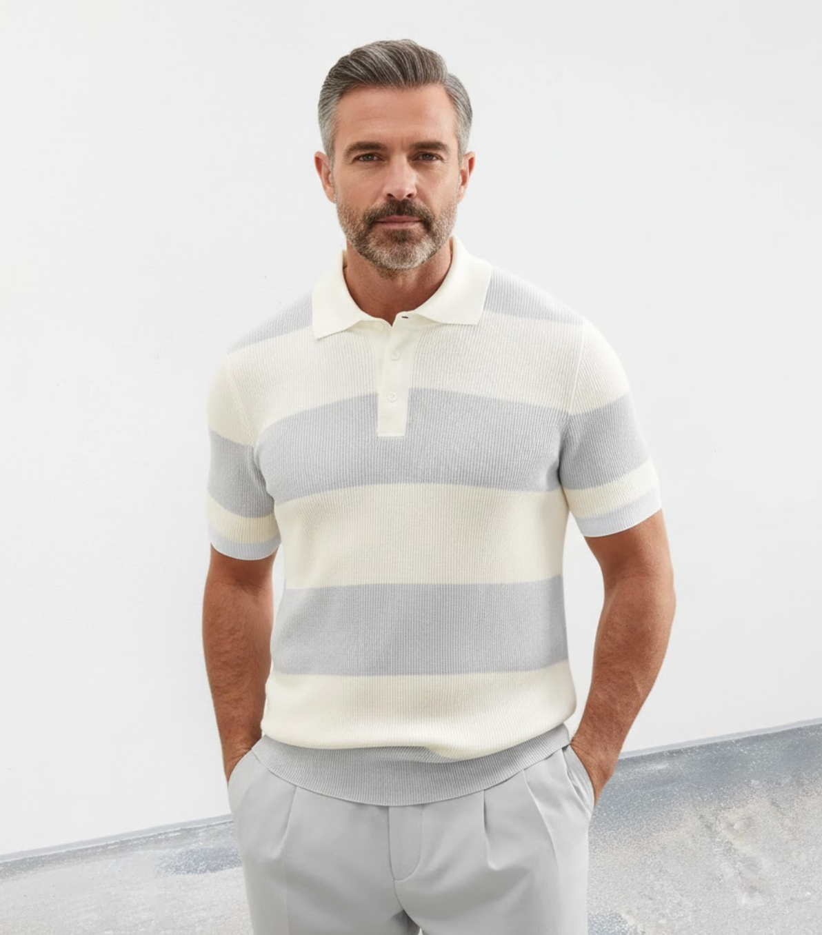 Luca | Knit Stripe Polo Shirt
