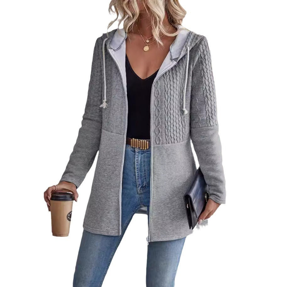 Mia | Sleek Gray Hooded Cardigan